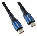 PremiumCord USB-C kabel ( USB 3.2 GEN 2x2, 5A, 100W, 20Gbit/s ) 1,5m, bavlněný oplet ku31cry15