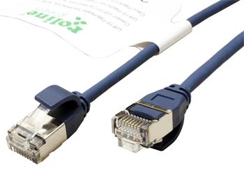 Roline GREEN U/FTP patchkabel kat. 6a, tenký, LSOH, 0,3m, modrý