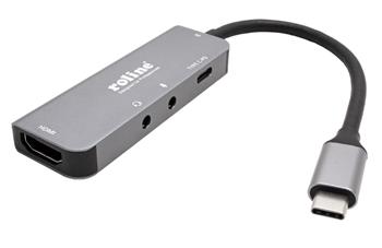 Roline Multiport adaptér USB C (M) -> HDMI A(F) 4K@60Hz, 2x audio, USB C (PD)