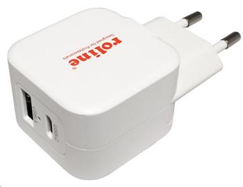 Roline Napájecí adaptér síťový (230V) - USB A QC + USB C PD, 20W