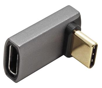 Roline Redukce USB4 40Gbps, USB C(M) - USB C(F), lomená 90° nahoru / dolů, stříbrná