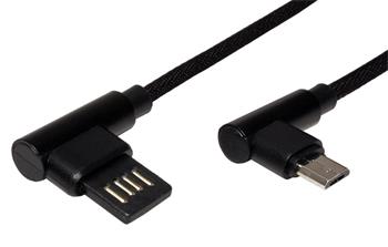 Roline USB 2.0 kabel, oboustranný USB A(M) - micro USB B(M), lomené konektory (90°), 3m