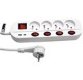 Roline Vícenásobná zásuvka 230V/16A, 4x zásuvka CZ, 3 + 1 vypínač, zdroj USB A + C, bílá, 1,5m