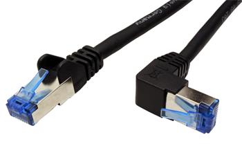 S/FTP patchkabel kat.6a, lomený konektor, 1m, černý