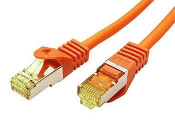 S/FTP patchkabel kat. 7, s konektory RJ45, LSOH, 1m, oranžový
