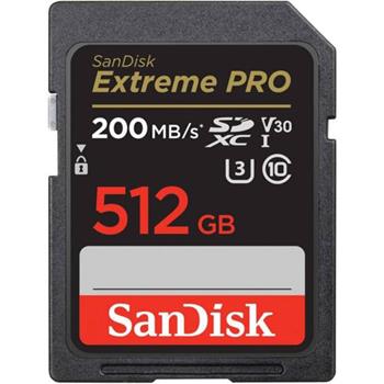 SanDisk Extreme PRO 512 GB SDXC Memory Card 200 MB/s and 140 MB/s, UHS-I, Class 10, U3, V30