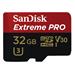 SanDisk Extreme Pro microSDHC 32 GB 100 MB / s A1 Class 10 UHS-I V30, Adaptér