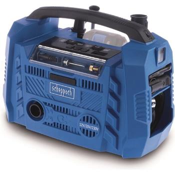 Scheppach Air Force 6 - hybridní kompresor 20 V aku, 12 V, 230 V