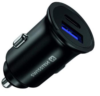 SWISSTEN CL ADAPTÉR POWER DELIVERY USB-C + QUICK CHARGE 3.0 36W METAL ČERNÝ