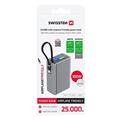 SWISSTEN POWER BANK CESTOVNÍ 25000 mAh (96.25Wh) 100W S INTEGROVANÝM KABELEM USB-C ŠEDÁ