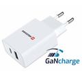 SWISSTEN Síťový adaptér 30W, 2 porty, USB-C, USB-A, GaN rychlonabíjení