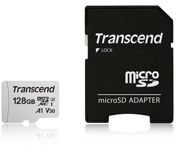 Transcend 128GB microSDXC 300S UHS-I U3 V30 A1 3D TLC, Class 10 + adaptér