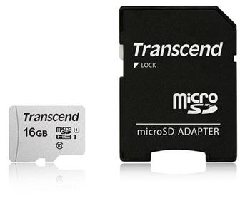 Transcend 16GB microSDHC 300S UHS-I U1, Class 10 + adaptér