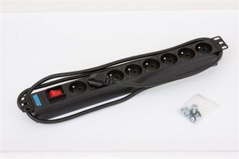 Triton 19" rozvodný panel 1U 8x230V ČSN vypínač,černý,2m