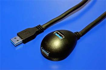 USB 3.0 kabel prodlužovací s polokoulí, černý, magnetický