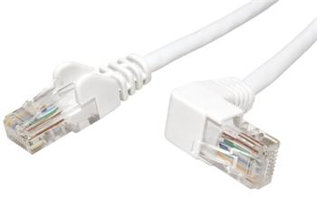 UTP kabel cat.5e 0,25m bílý 1 lomený konektor