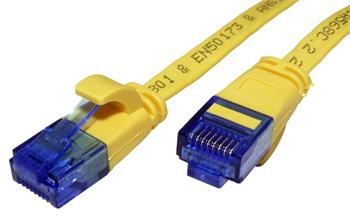 UTP patchkabel kat. 6a, plochý, 0,5m, žlutý