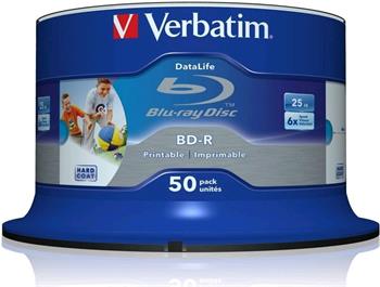 Verbatim Blu-ray BD-R DATALIFE [ Spindle 50 | 25GB | 6x | WIDE PRINTABLE NO ID ]