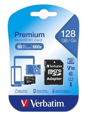 VERBATIM Premium microSDXC 128GB UHS-I V10 U1 + SD adaptér