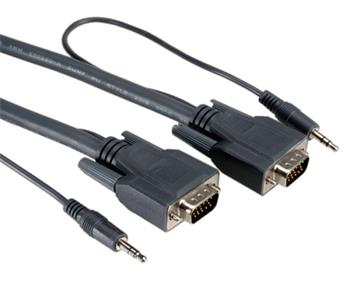 VGA kabel propojovací M/M + jack 3,5 M/M 10m stíněný