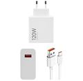 Xiaomi MDY-14-EE USB-A 120W Cestovní Nabíječka + USB-C 6A Datový Kabel White